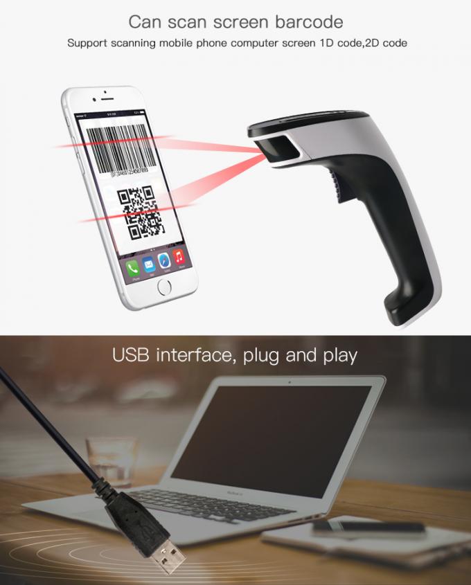 Draadloze Handbediende de Streepjescodescanner Bluetooth 2.4G 3 van 1D in 1 1600mAh-Batterijcapaciteit